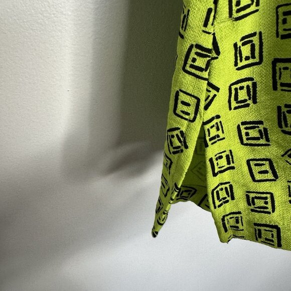 Ali Miles Tunic Top Size S Green Black Geometric Button Front Art to wear - Picture 5 of 12